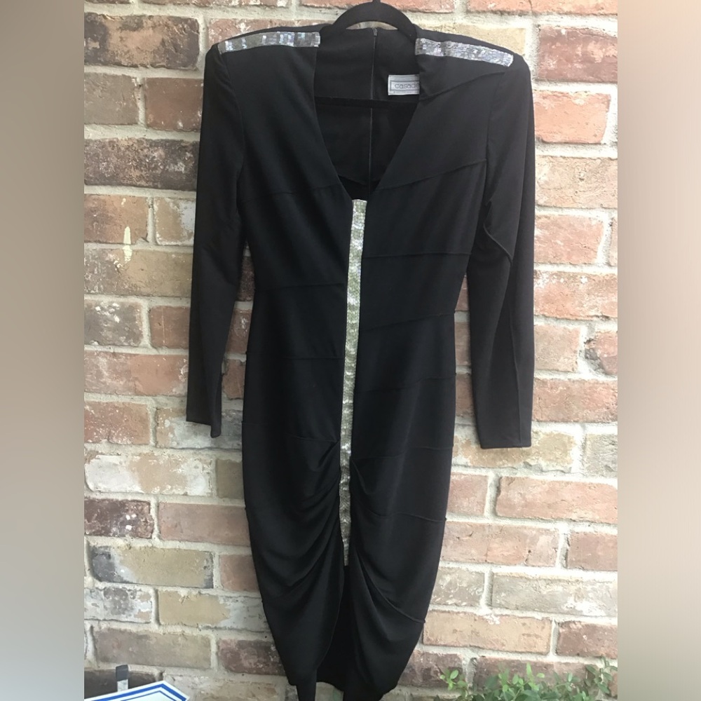 Vintage Casadei Black Dress with Silver Details size 2